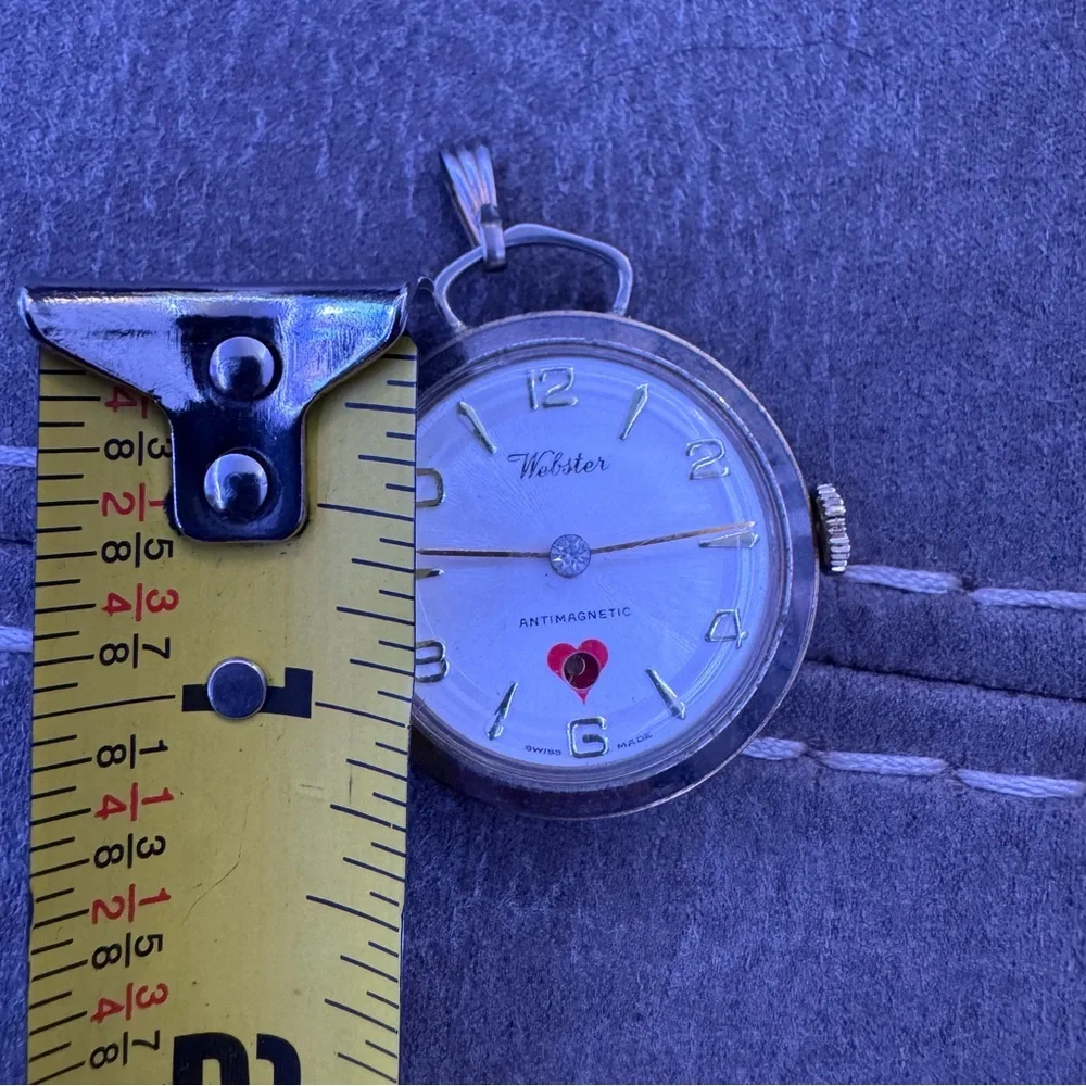 Webster Silver Pocket Watch with Red Heart